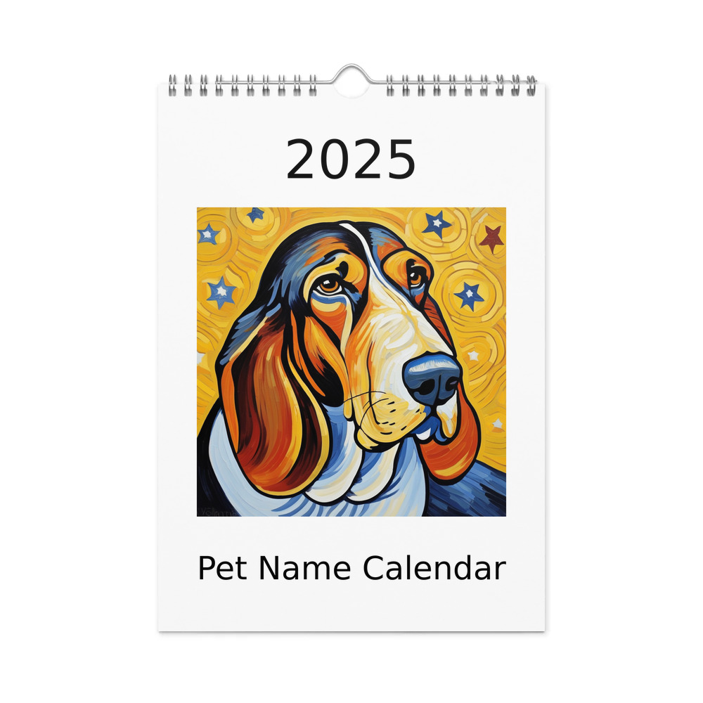 PugMug Custom Basset Hound Wall Calendar (2026)