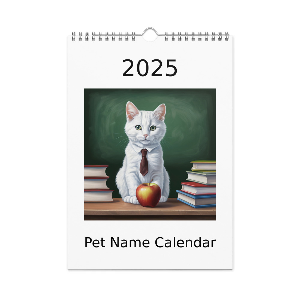 PugMug Custom White Companion Cat Wall Calendar (2026)
