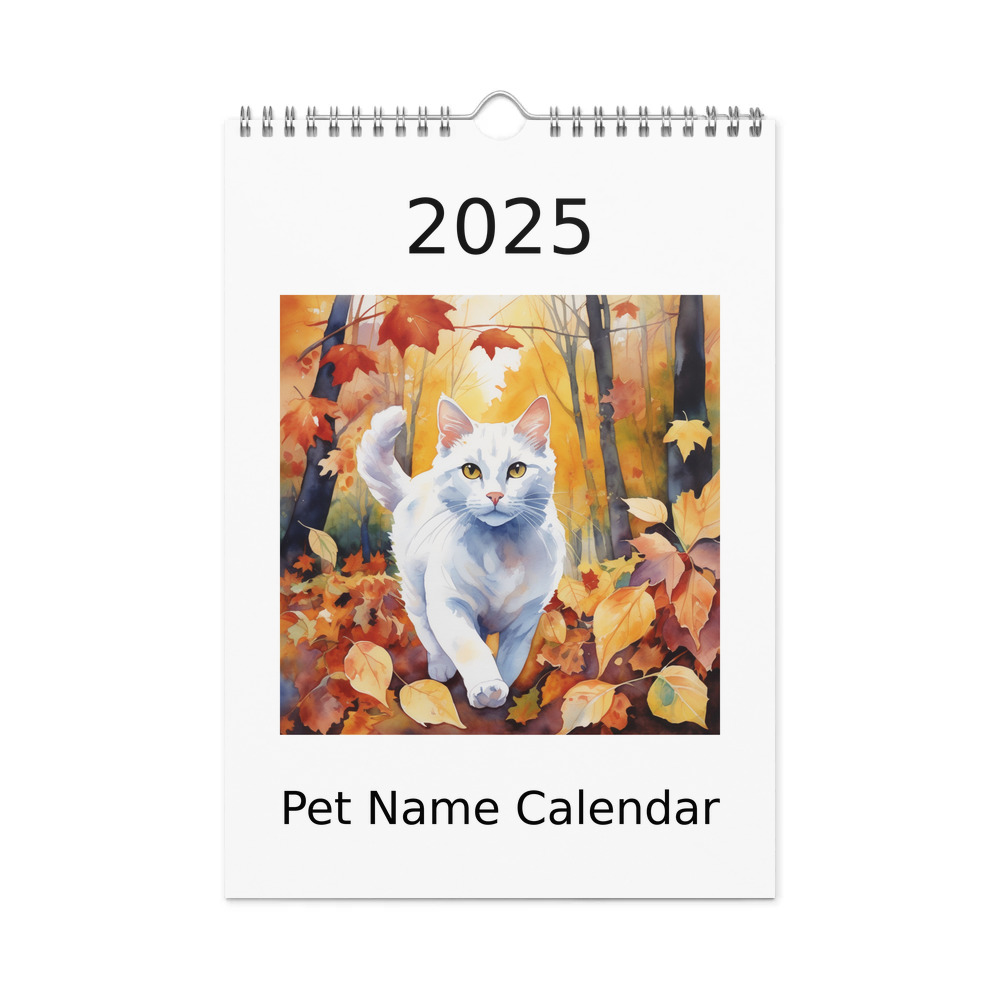 PugMug Custom White Companion Cat Wall Calendar (2026)