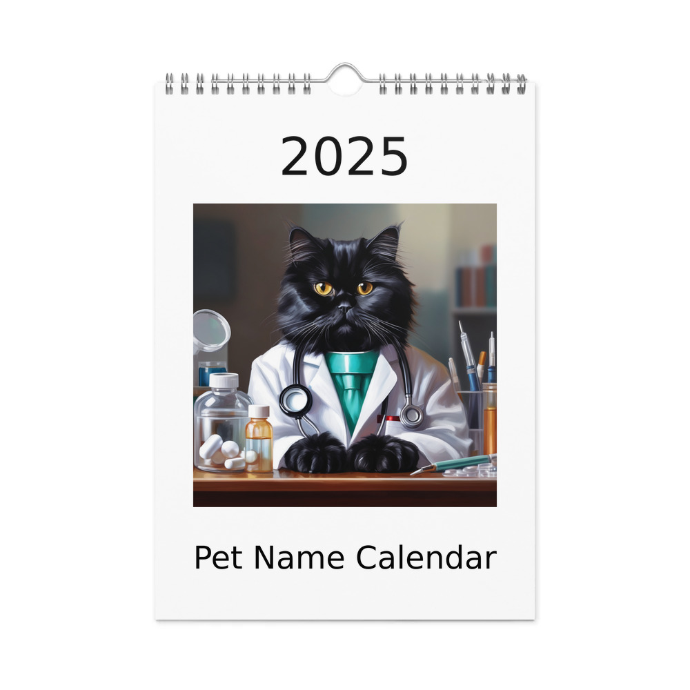PugMug Custom Black Persian Cat Wall Calendar (2026)