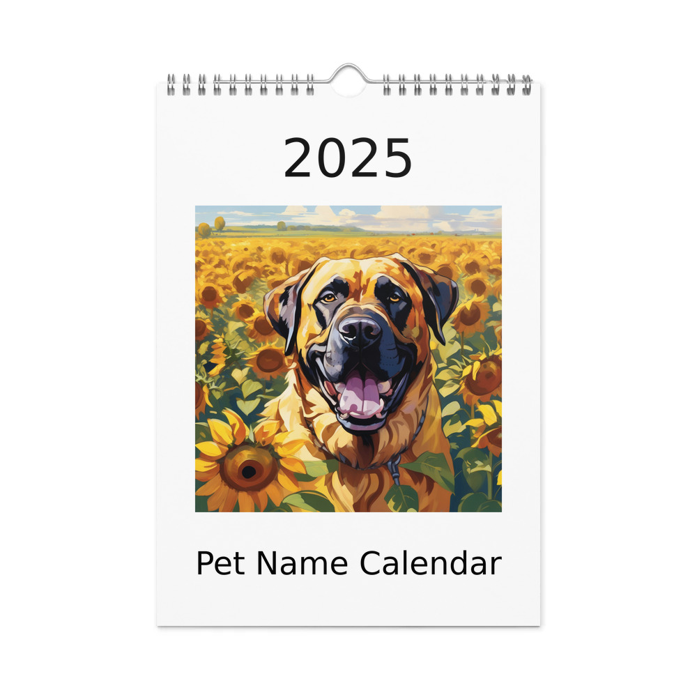 PugMug Custom Mastiff Wall Calendar (2026)