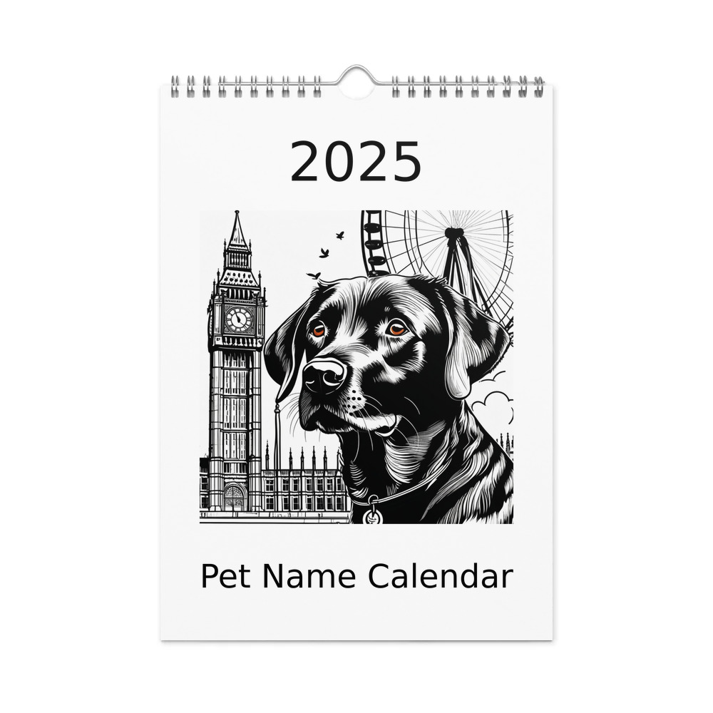 PugMug Custom Black Labrador Retriever Wall Calendar (2026)
