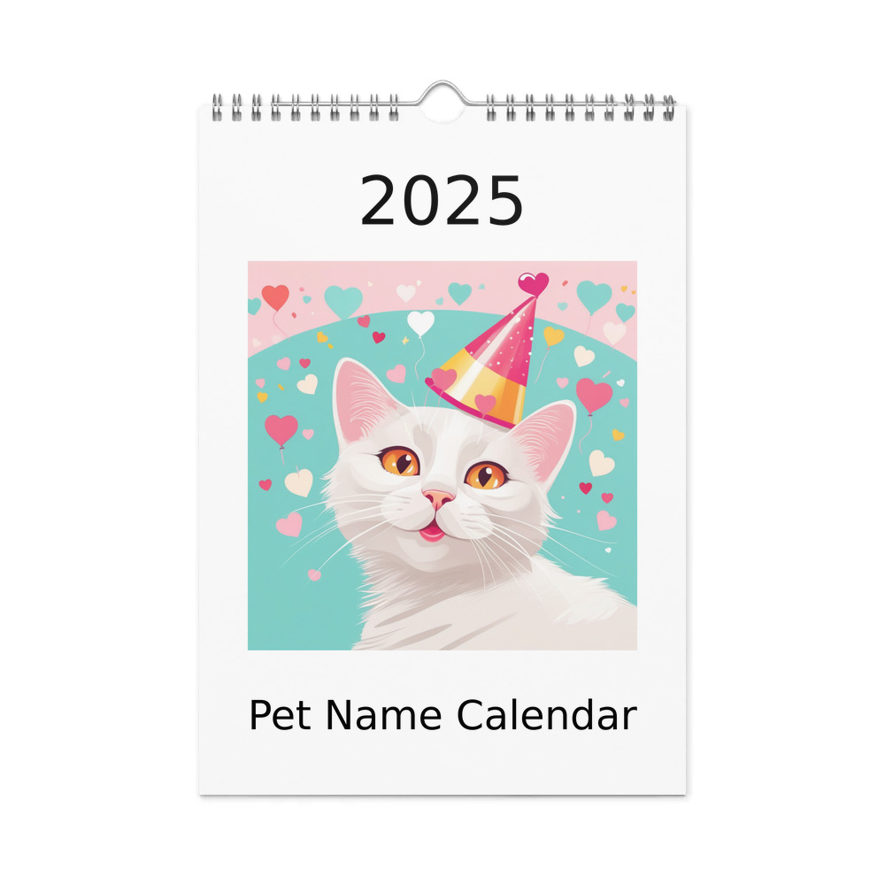 PugMug Custom White Companion Cat Wall Calendar (2026)
