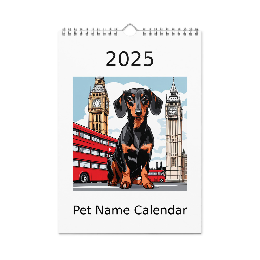 PugMug Custom Black Dachshund Wall Calendar (2026)