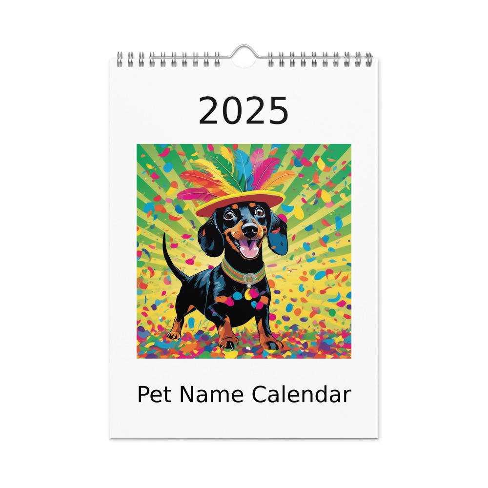 PugMug Custom Black Dachshund Wall Calendar (2026)