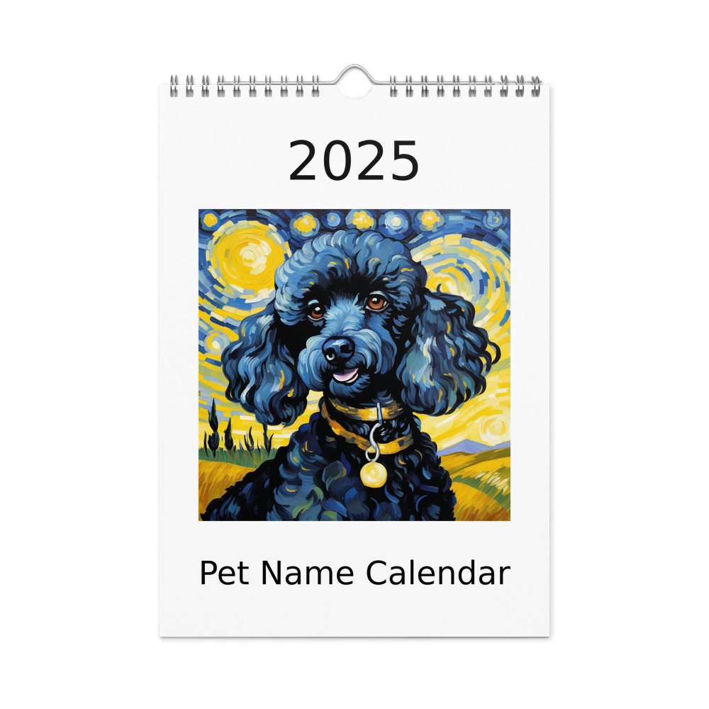 PugMug Custom Black Poodle Wall Calendar (2026)