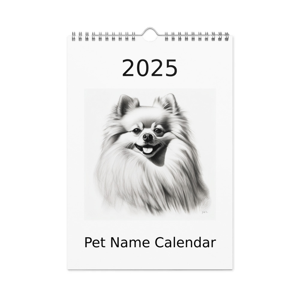 PugMug Custom White Pomeranian Wall Calendar (2026)