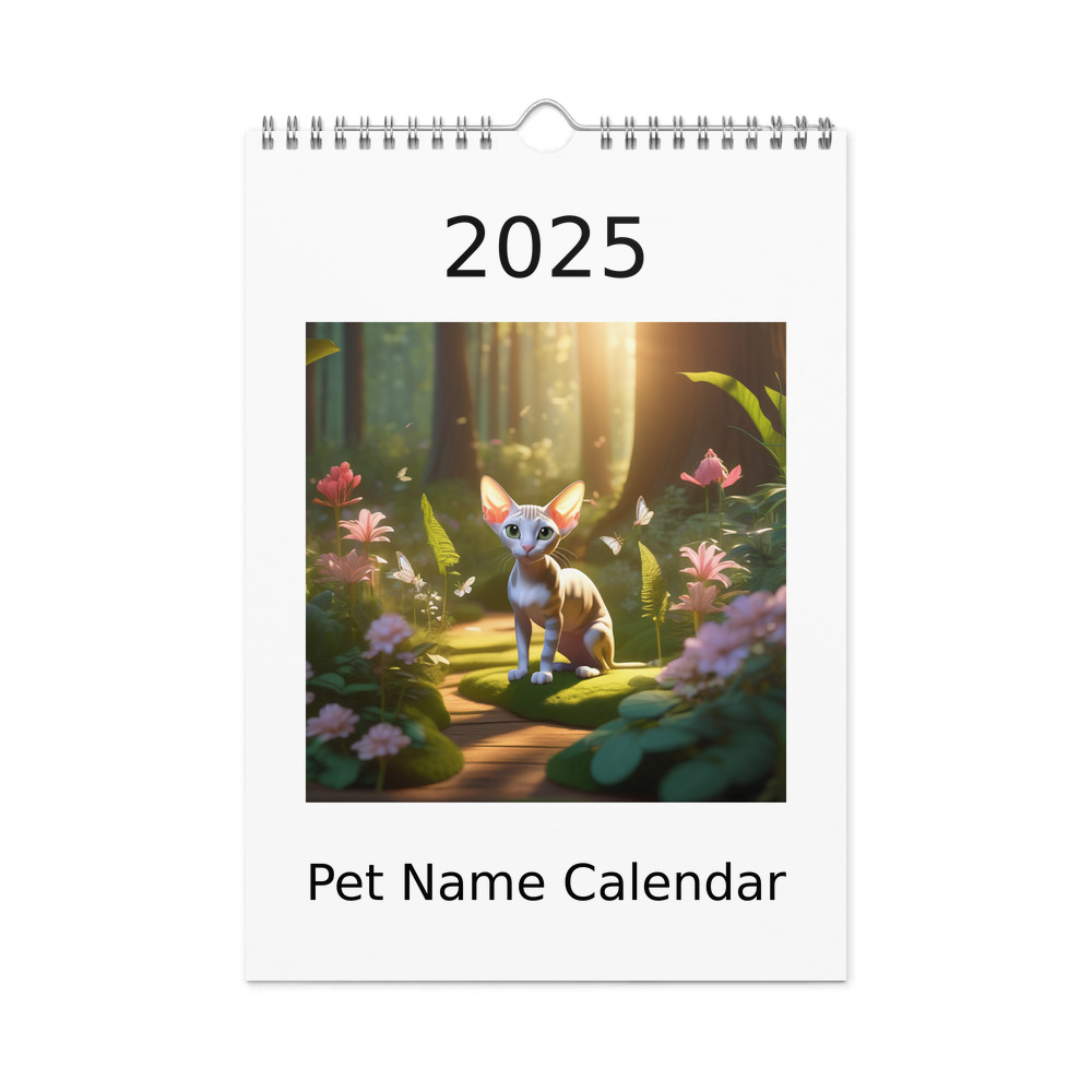 PugMug Custom Tabby Sphynx Cat Wall Calendar (2026)