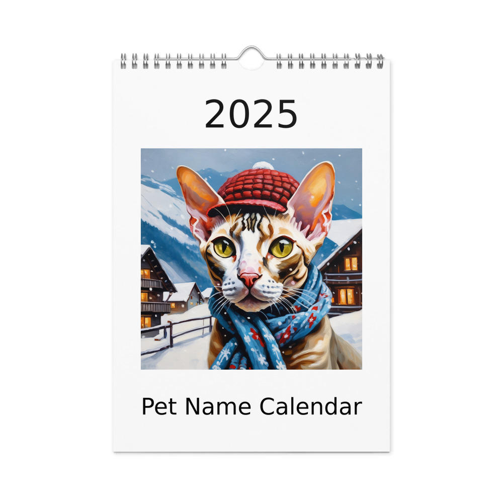 PugMug Custom Tabby Sphynx Cat Wall Calendar (2026)