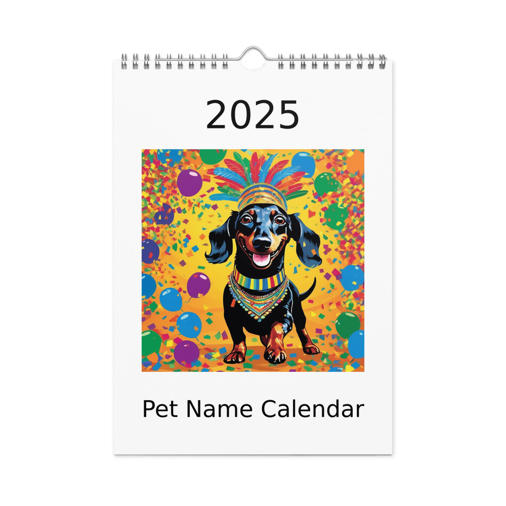 PugMug Custom Black Dachshund Wall Calendar (2026)