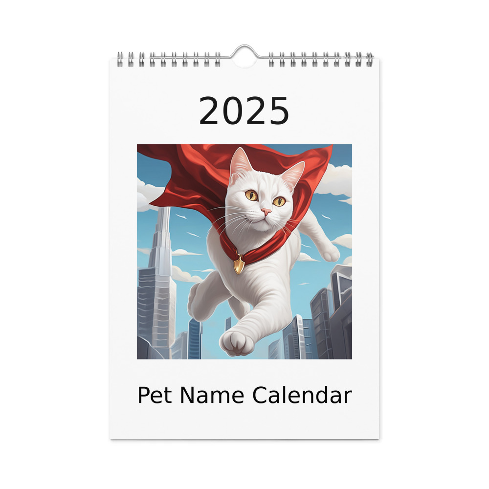 PugMug Custom White Companion Cat Wall Calendar (2026)