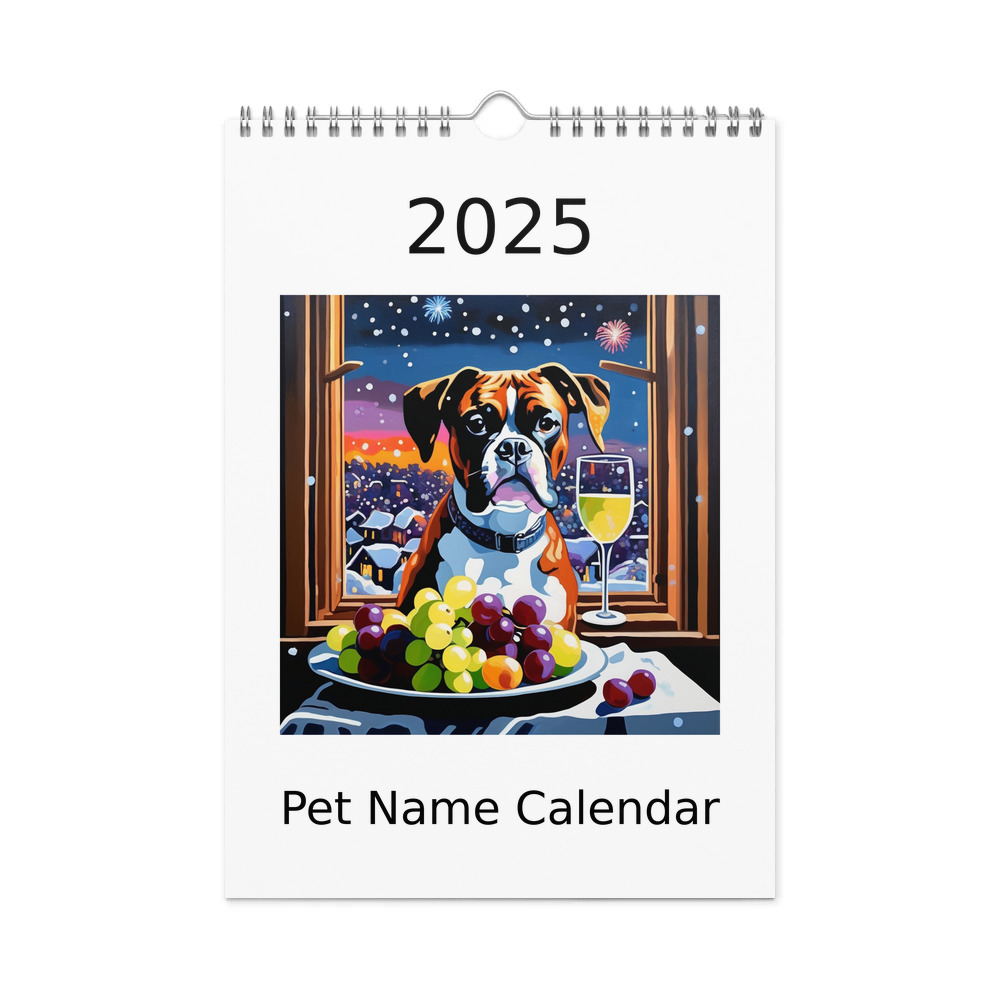 PugMug Custom Boxer Dog Wall Calendar (2026)