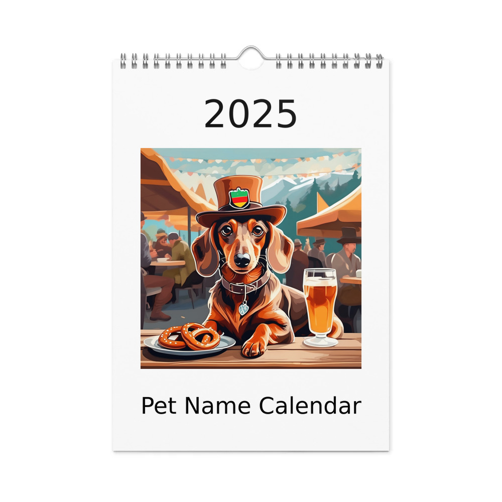 PugMug Custom Tan Dachshund Wall Calendar (2026)