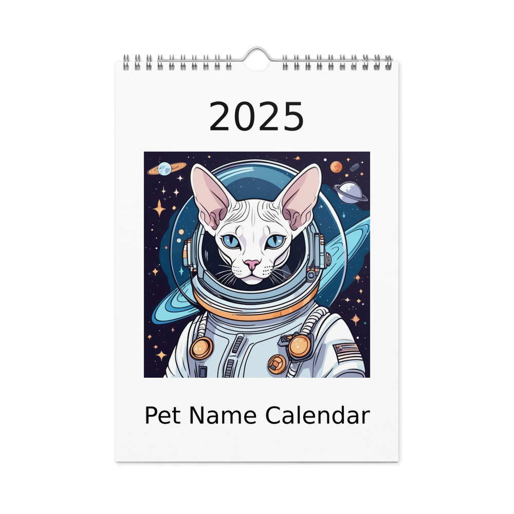 PugMug Custom White Sphynx Cat Wall Calendar (2026)