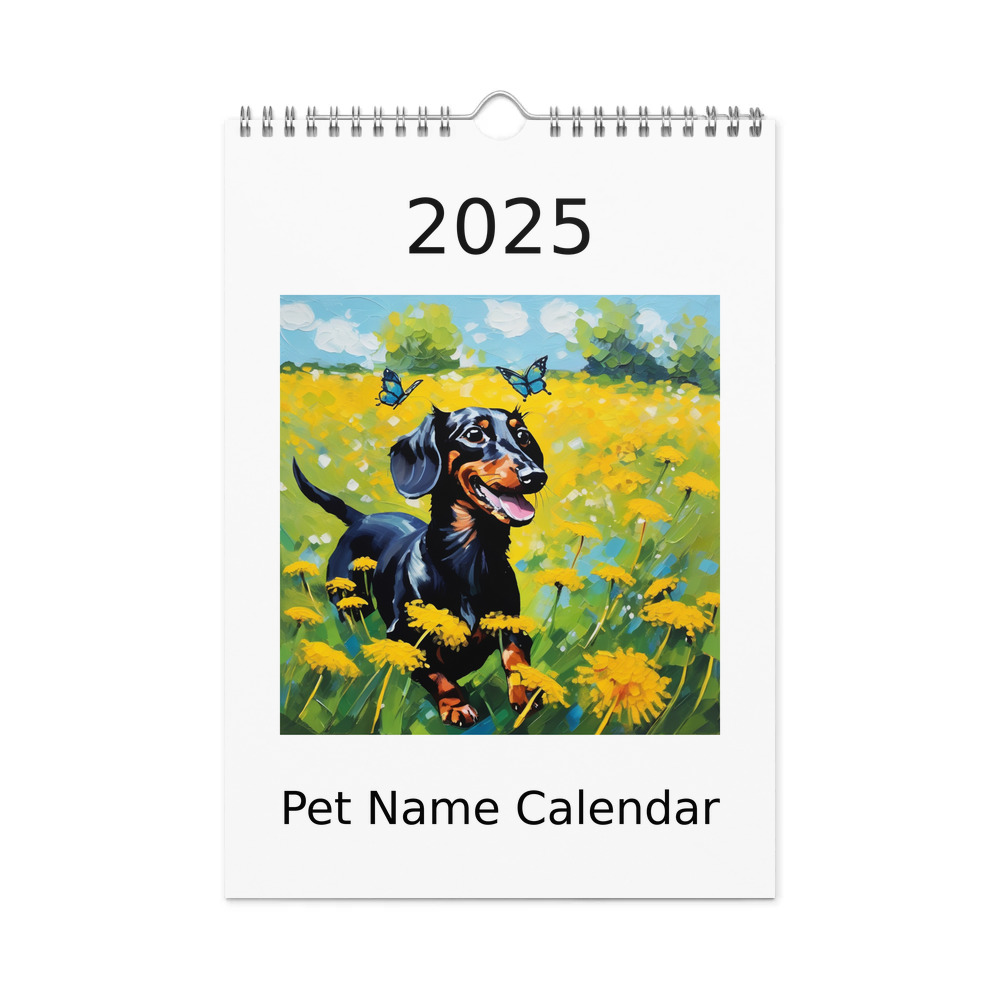 PugMug Custom Black Dachshund Wall Calendar (2026)