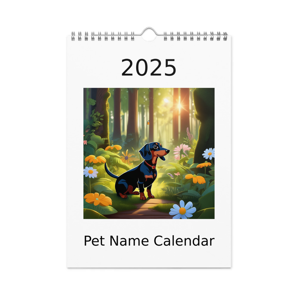 PugMug Custom Black Dachshund Wall Calendar (2026)