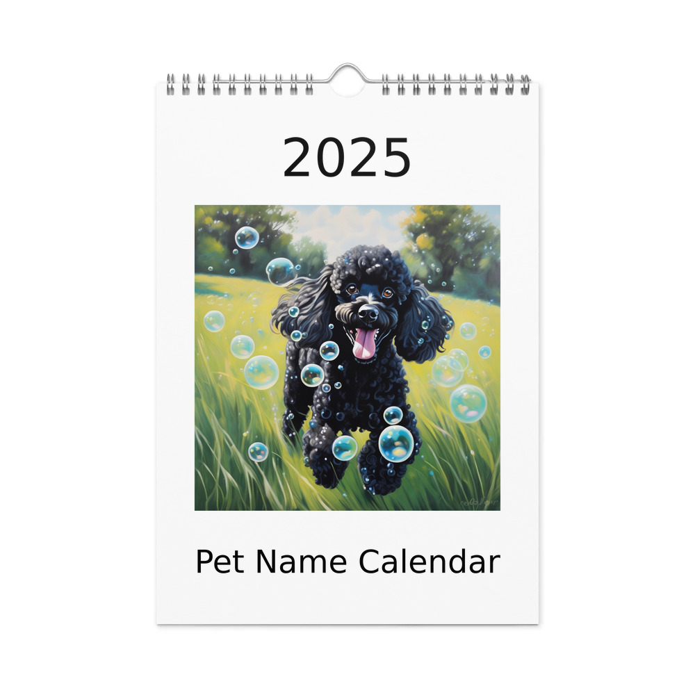 PugMug Custom Black Poodle Wall Calendar (2026)