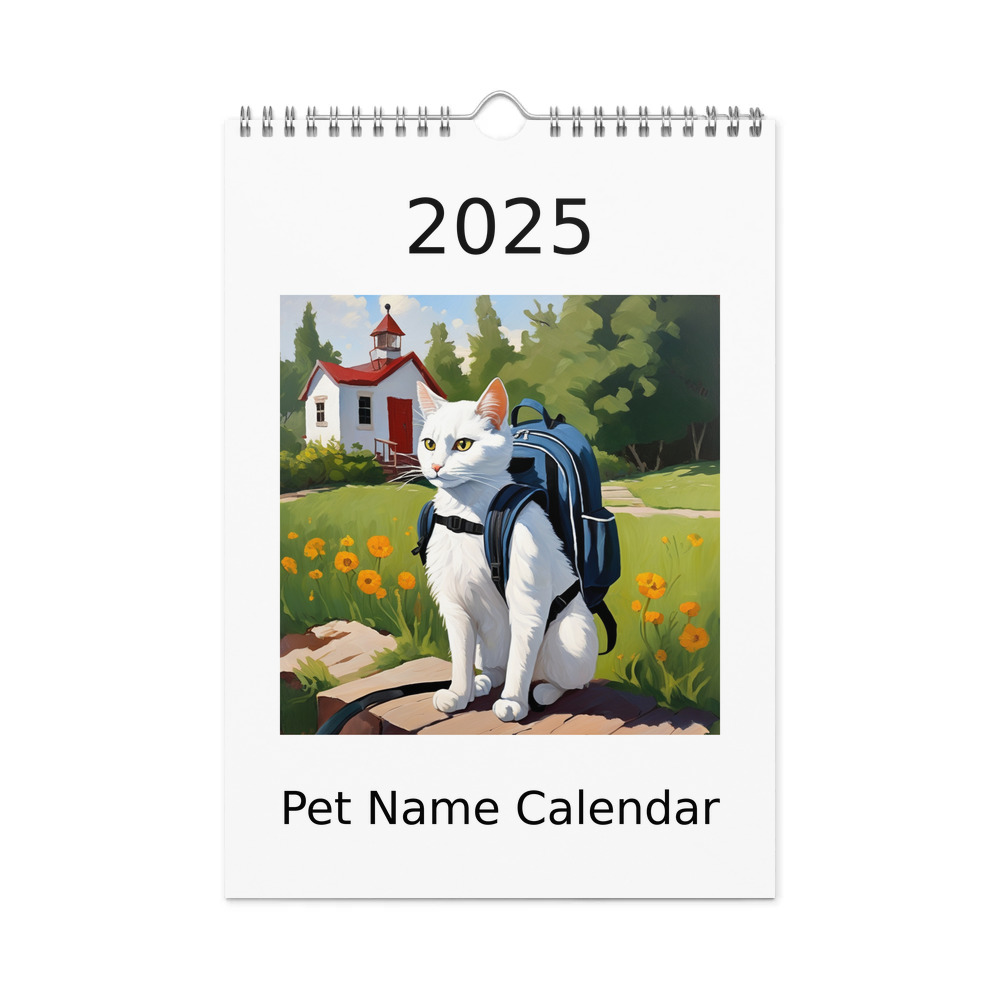 PugMug Custom White Companion Cat Wall Calendar (2026)