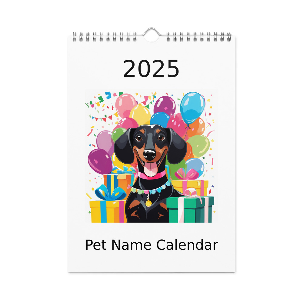 PugMug Custom Black Dachshund Wall Calendar (2026)