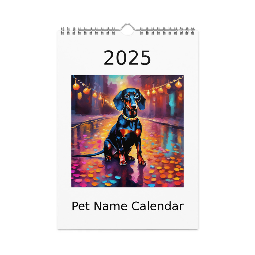 PugMug Custom Black Dachshund Wall Calendar (2026)