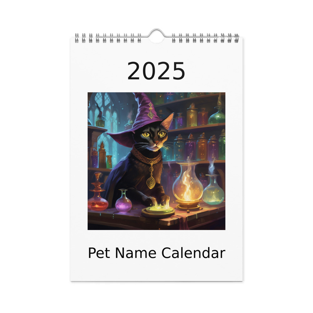 PugMug Custom Black Abyssinian Cat Wall Calendar (2026)