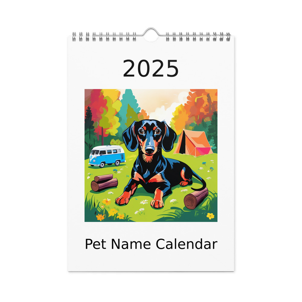 PugMug Custom Black Dachshund Wall Calendar (2026)
