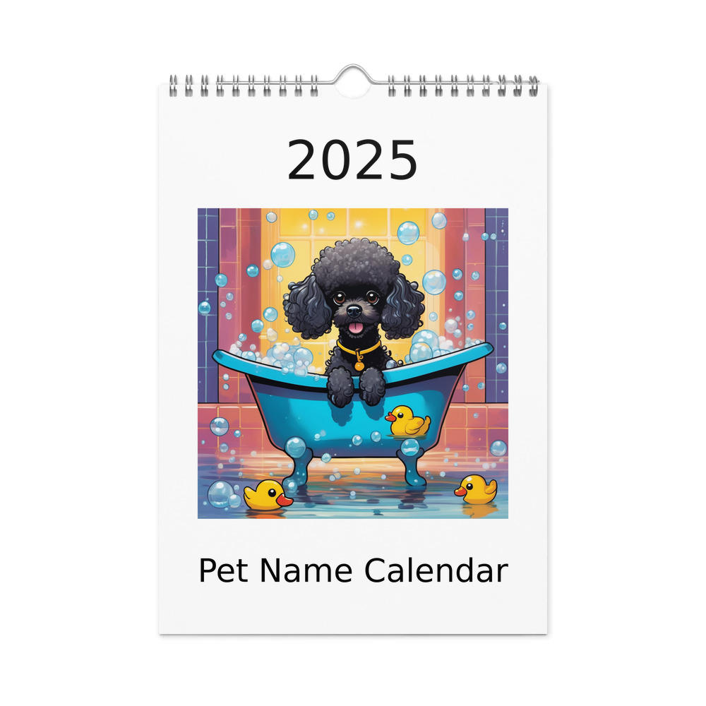PugMug Custom Black Poodle Wall Calendar (2026)