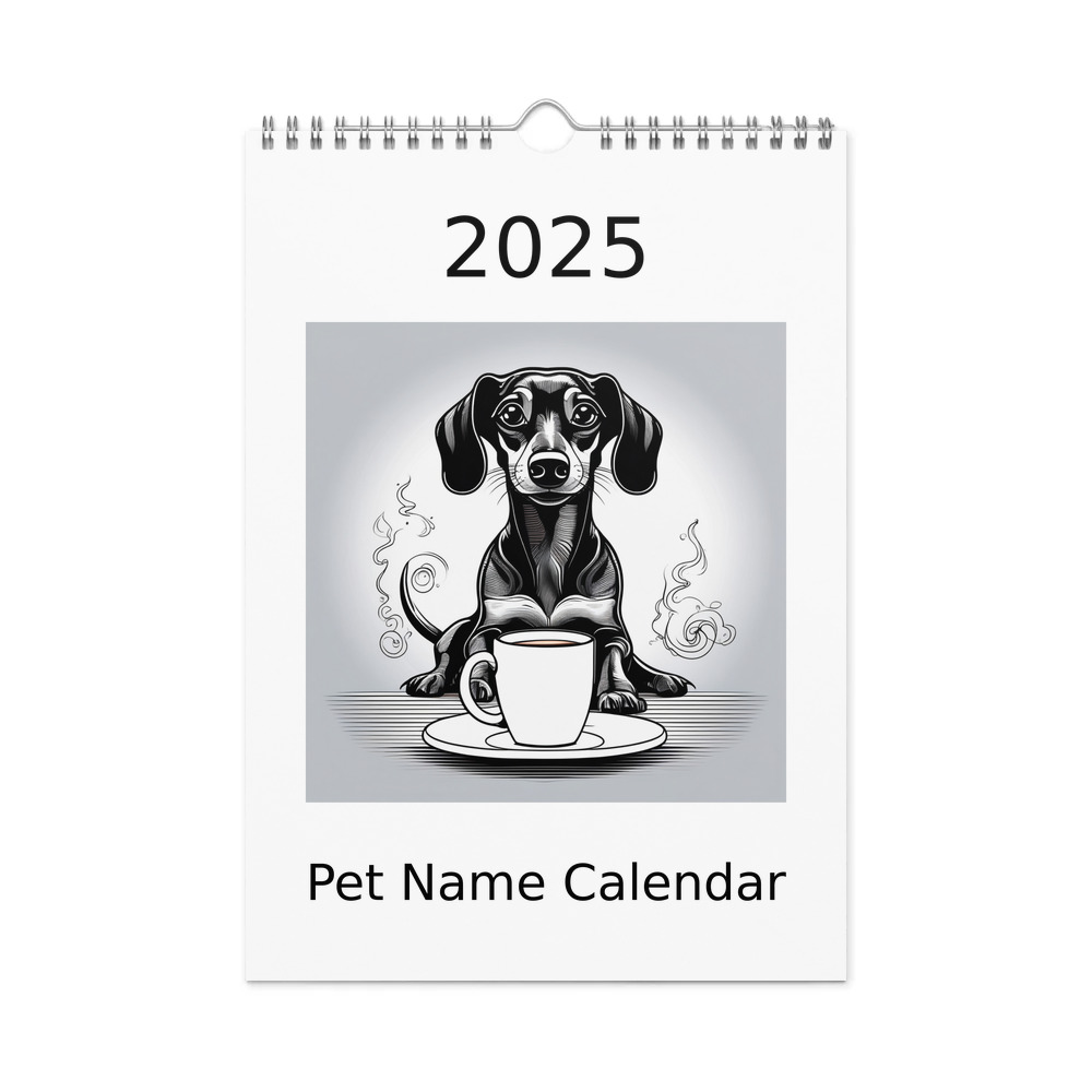 PugMug Custom Black Dachshund Wall Calendar (2026)