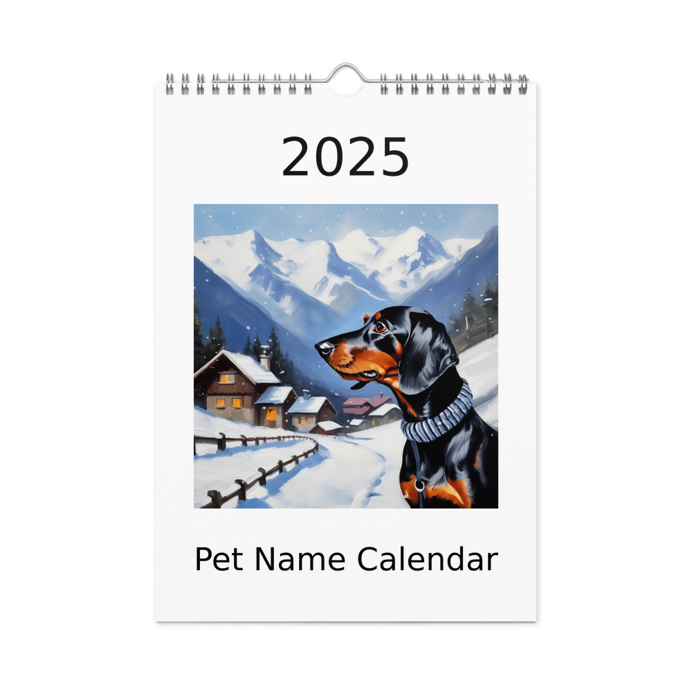 PugMug Custom Black Dachshund Wall Calendar (2026)