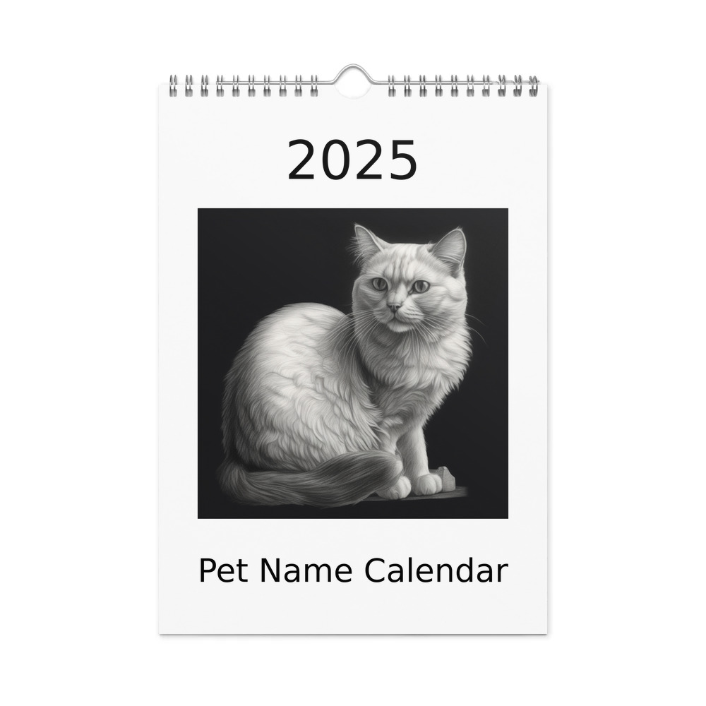 PugMug Custom White Companion Cat Wall Calendar (2026)