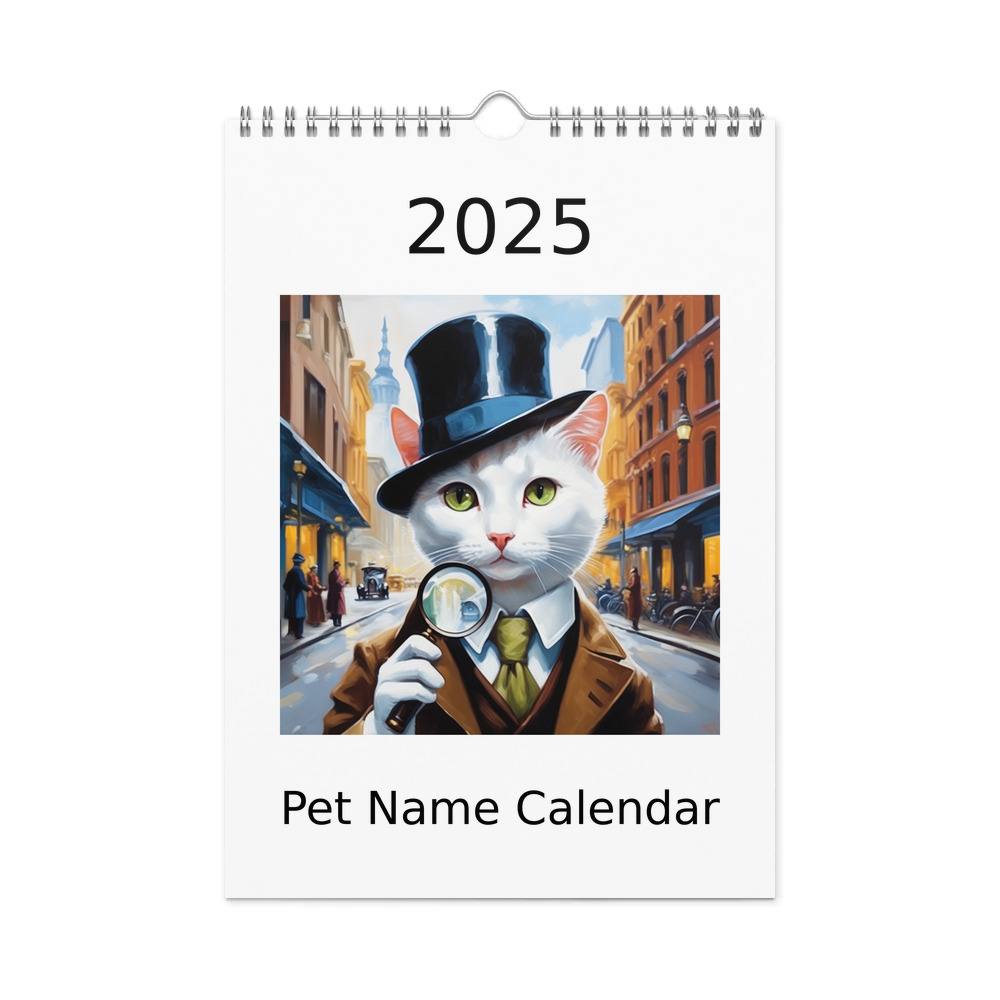 PugMug Custom White Companion Cat Wall Calendar (2026)