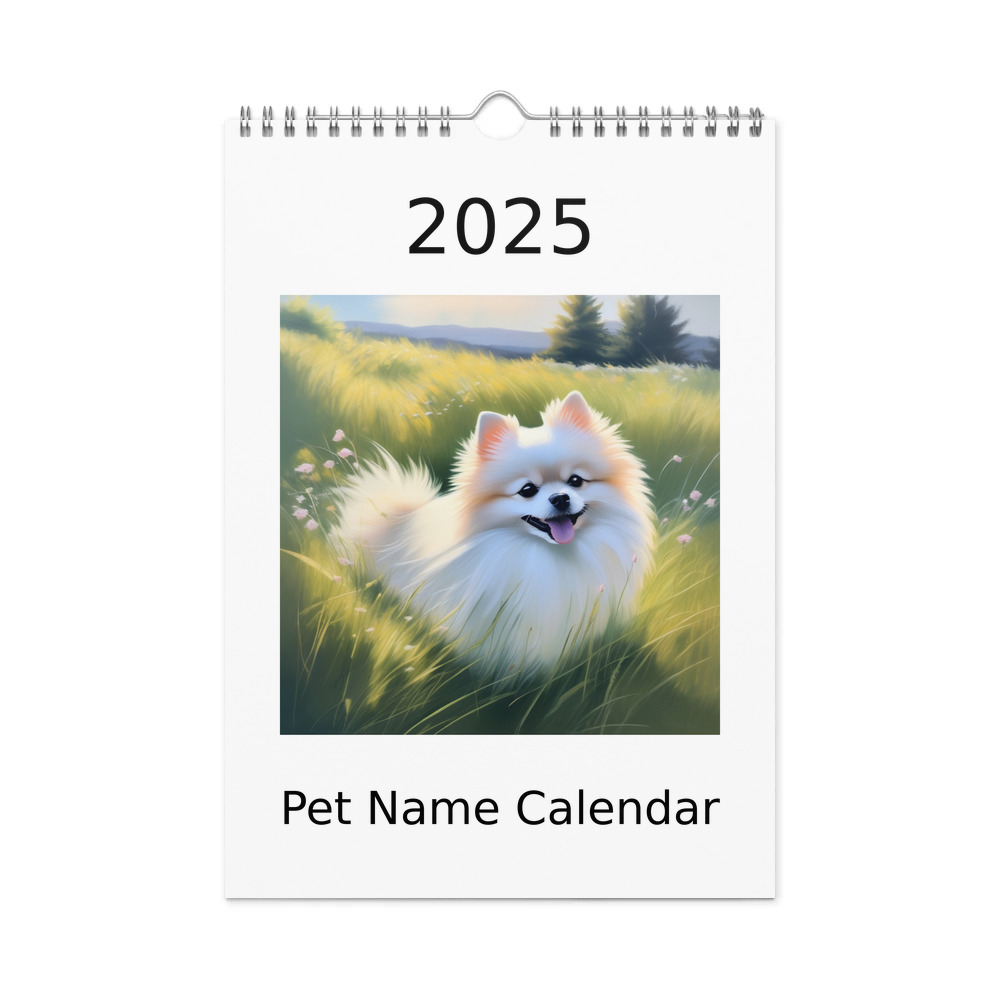 PugMug Custom White Pomeranian Wall Calendar (2026)