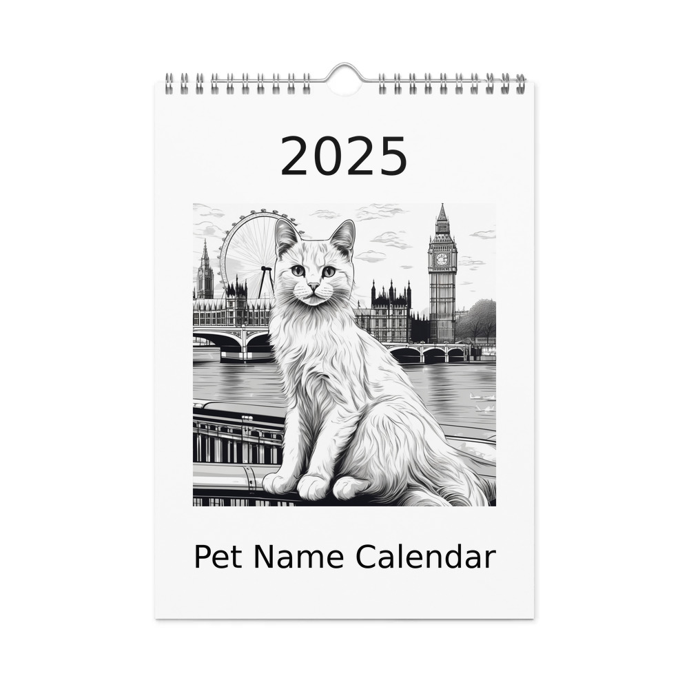 PugMug Custom White Companion Cat Wall Calendar (2026)