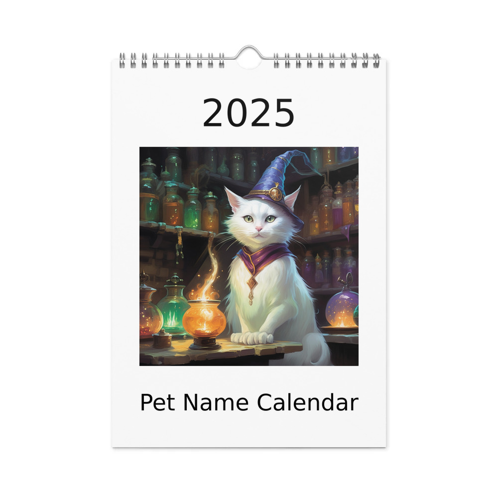 PugMug Custom White Companion Cat Wall Calendar (2026)