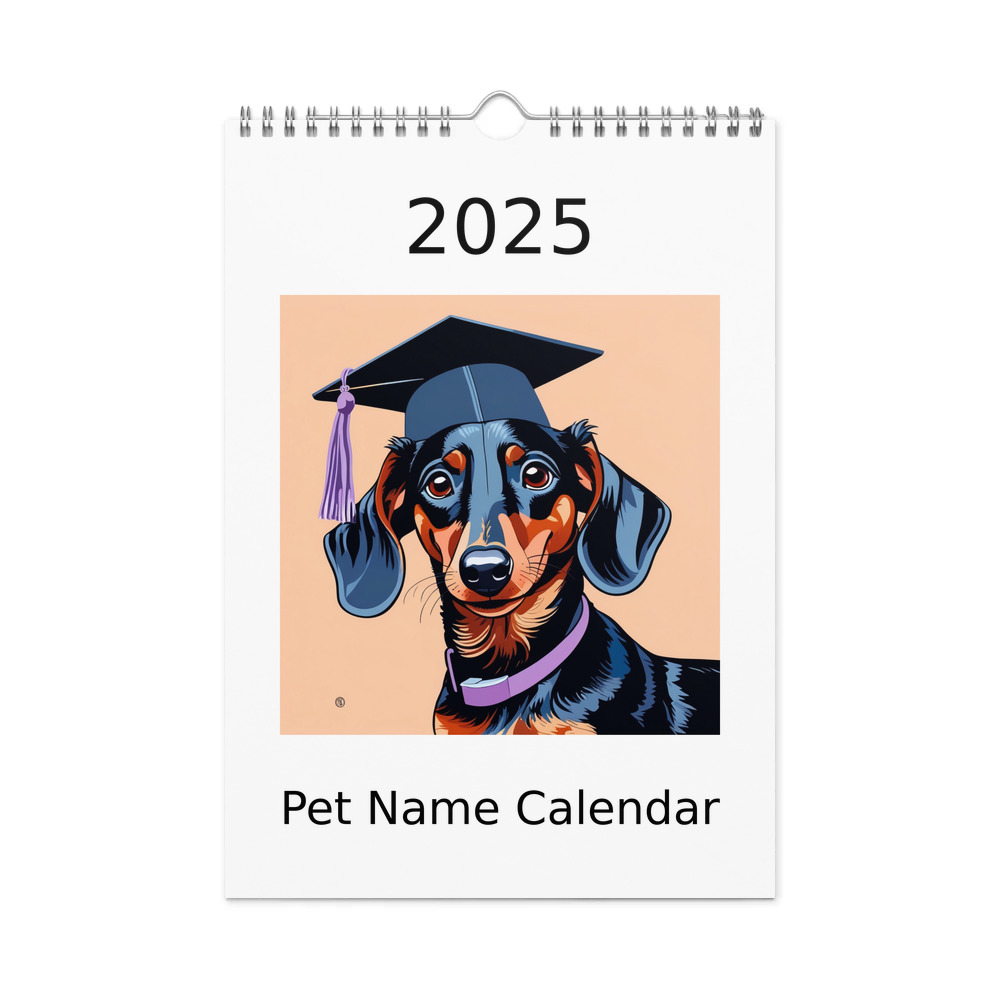 PugMug Custom Black Dachshund Wall Calendar (2026)