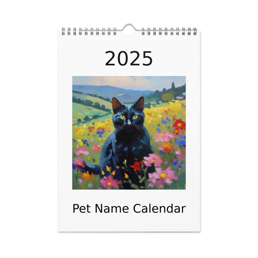 PugMug Custom Black Companion Cat Wall Calendar (2026)