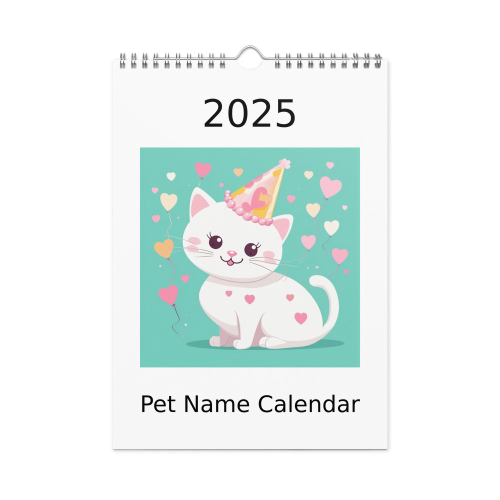 PugMug Custom White Companion Cat Wall Calendar (2026)