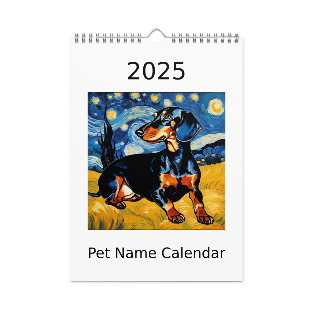 PugMug Custom Black Dachshund Wall Calendar (2026)