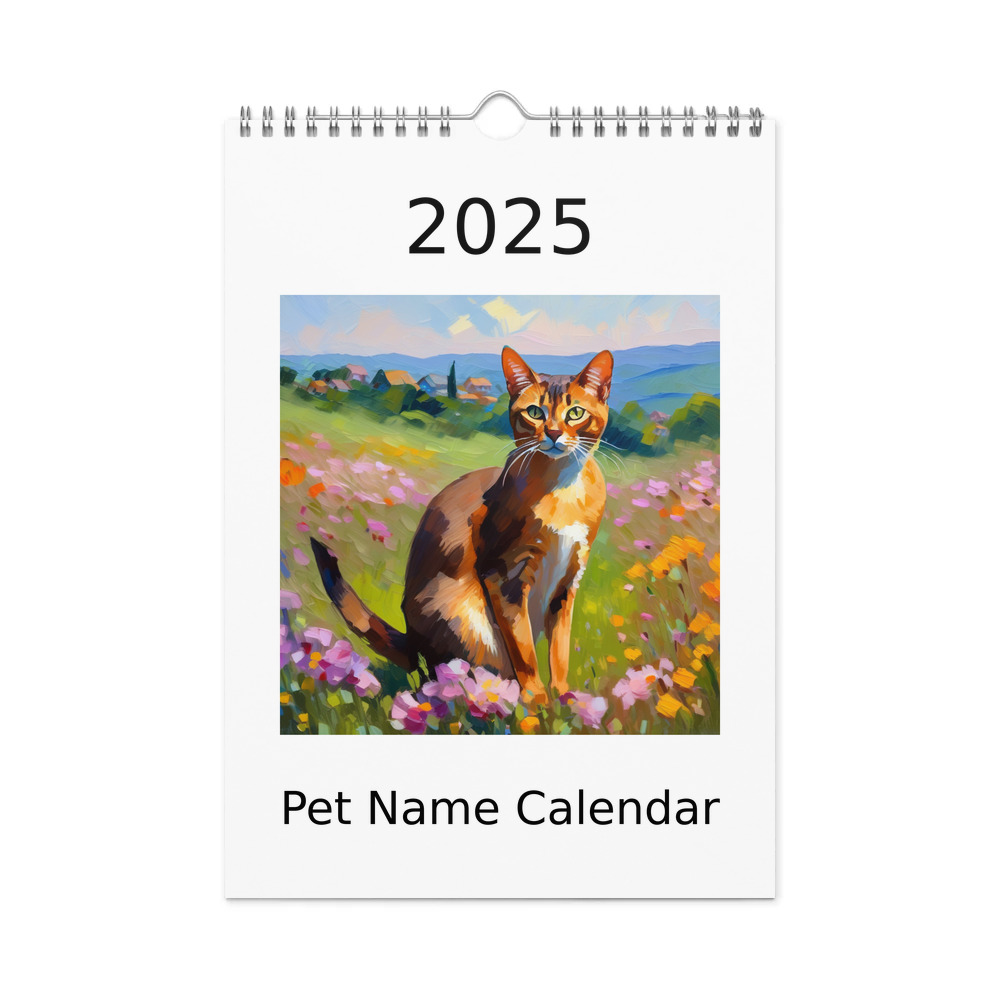 PugMug Custom Tabby Abyssinian Cat Wall Calendar (2026)
