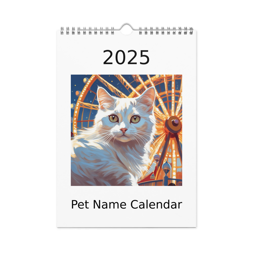 PugMug Custom White Companion Cat Wall Calendar (2026)