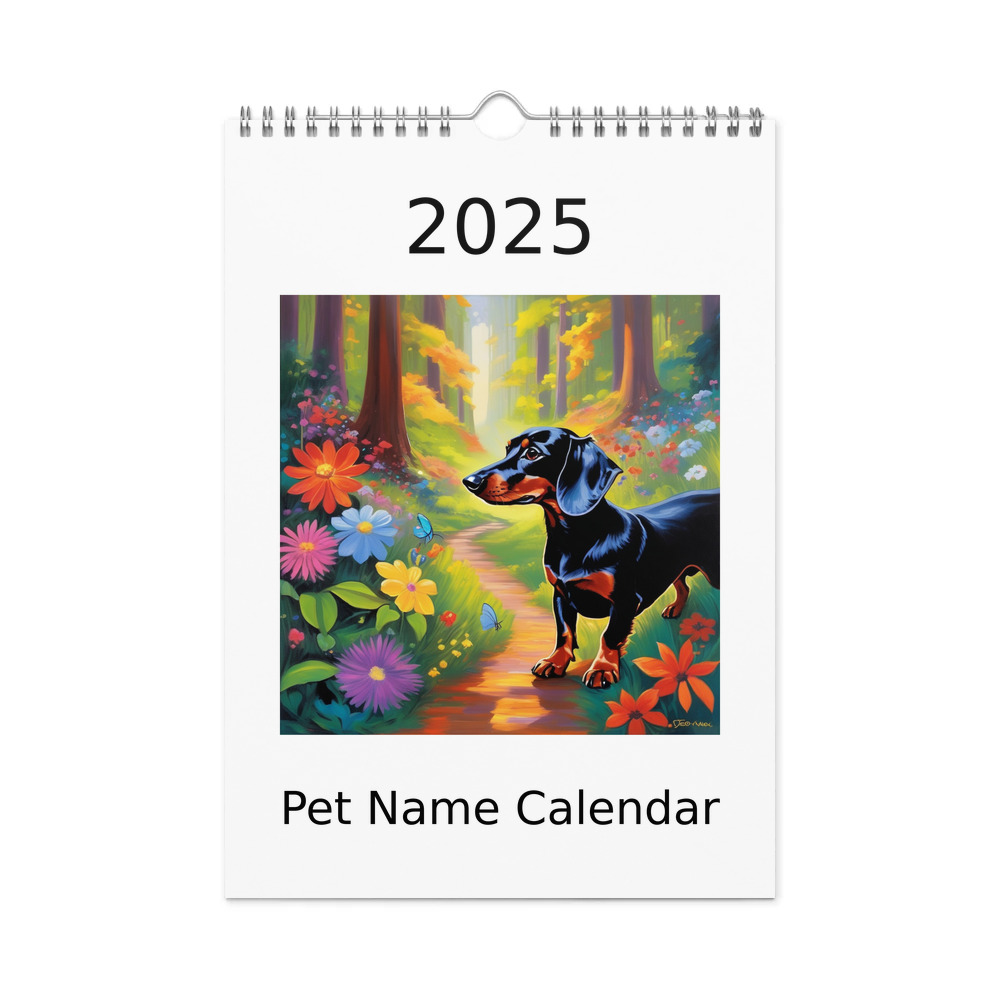 PugMug Custom Black Dachshund Wall Calendar (2026)