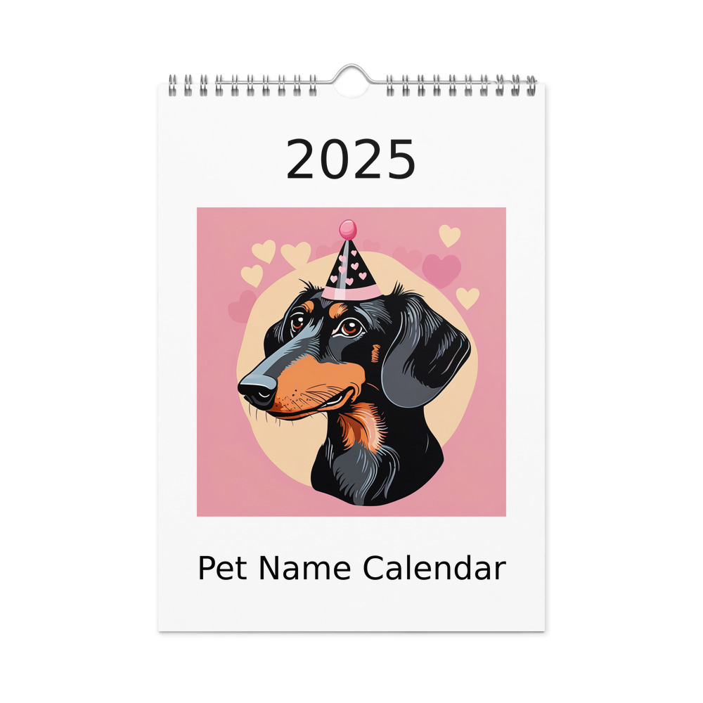 PugMug Custom Black Dachshund Wall Calendar (2026)
