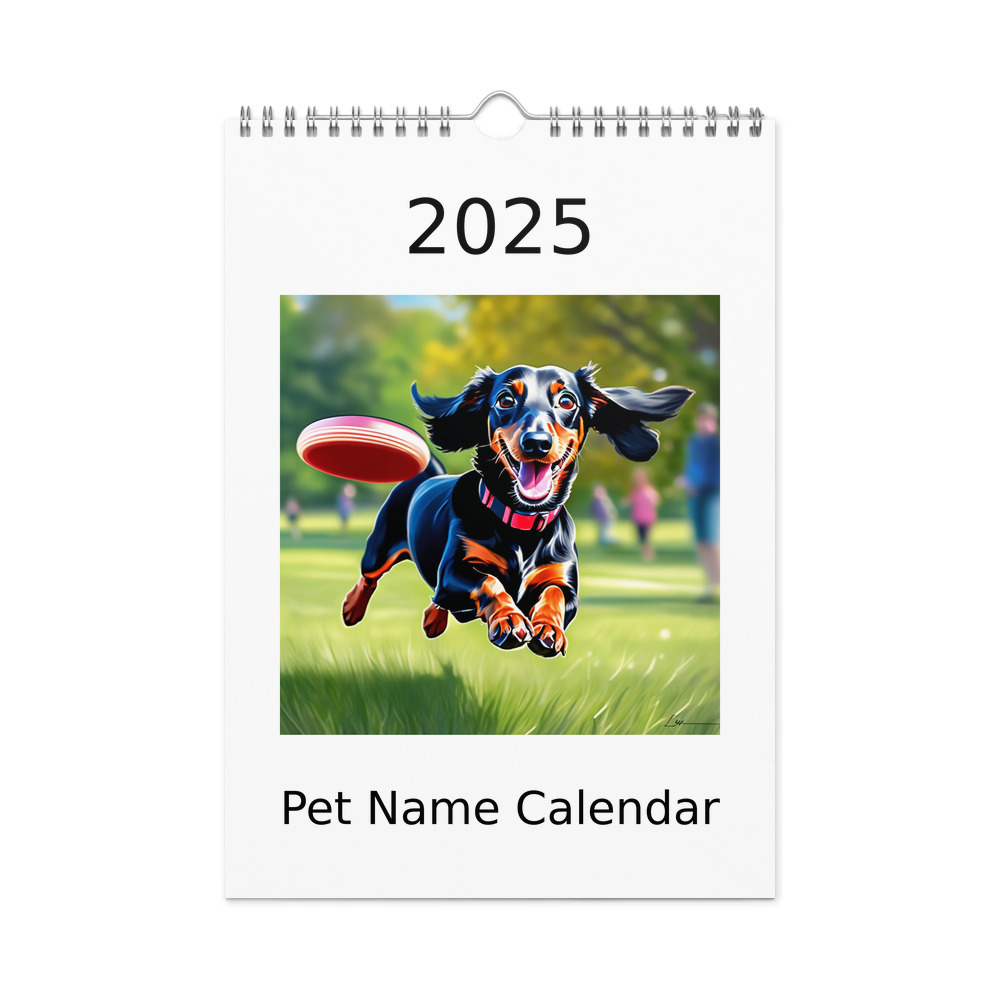 PugMug Custom Black Dachshund Wall Calendar (2026)
