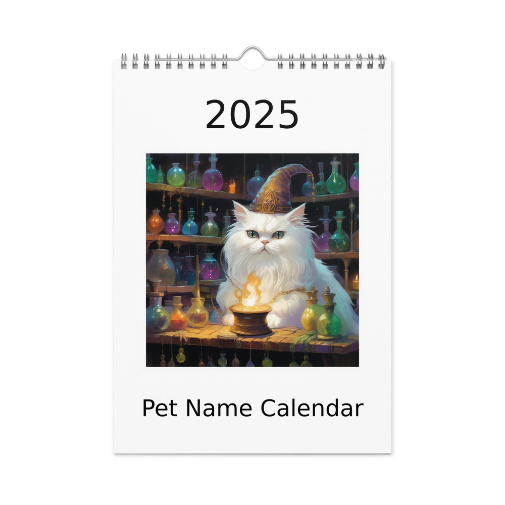 PugMug Custom White Persian Cat Wall Calendar (2026)