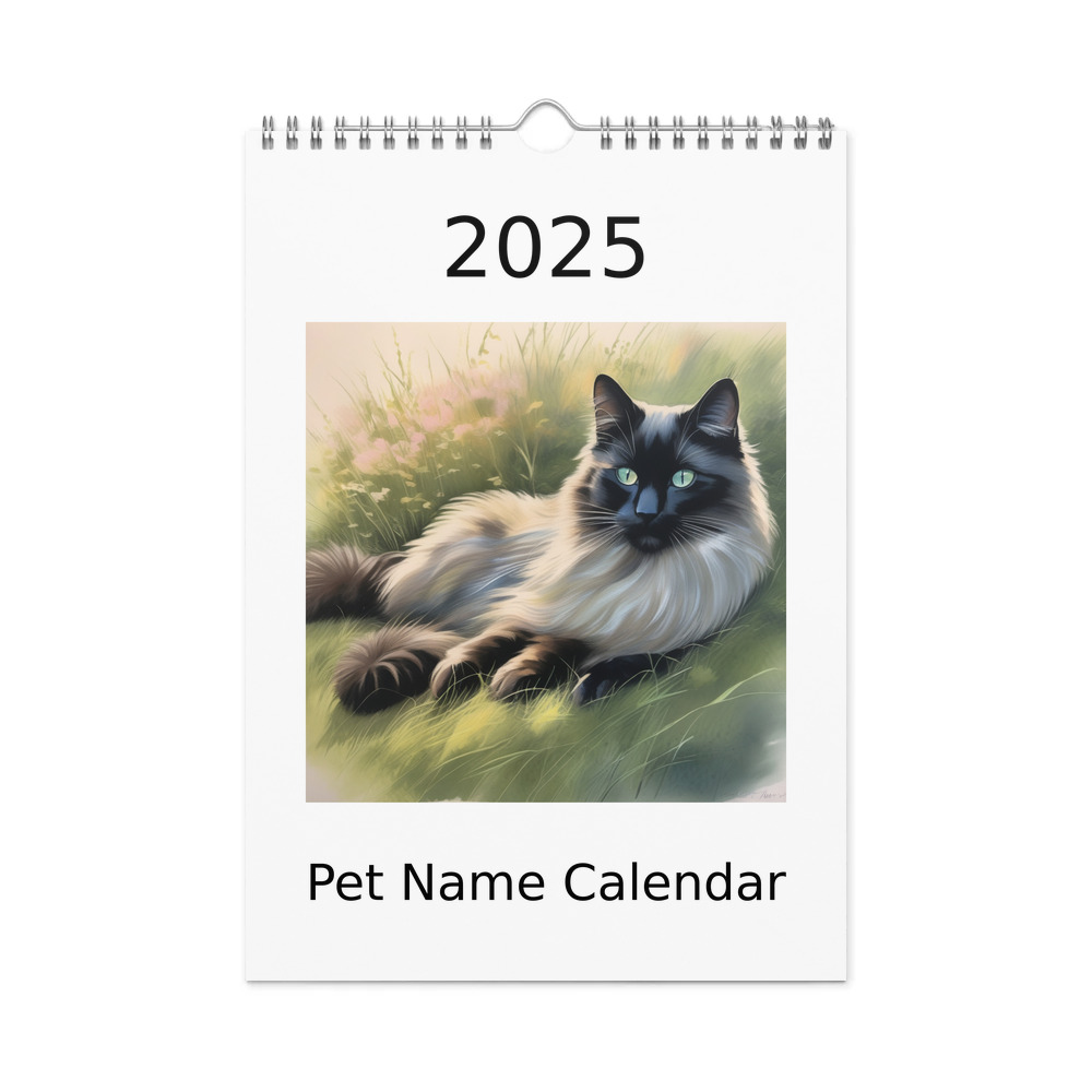 PugMug Custom Black Ragdoll Cat Wall Calendar (2026)