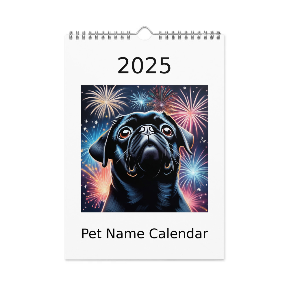 PugMug Custom Black Pug Wall Calendar (2026)