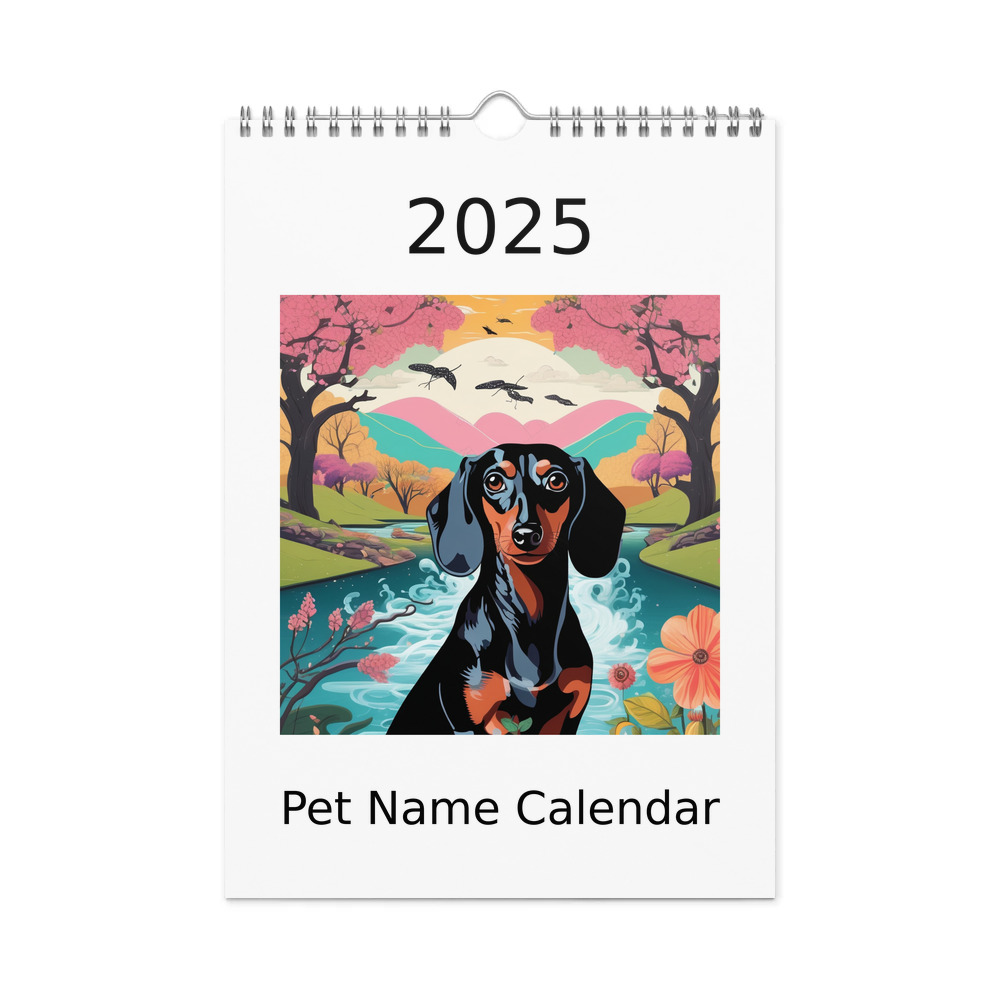 PugMug Custom Black Dachshund Wall Calendar (2026)