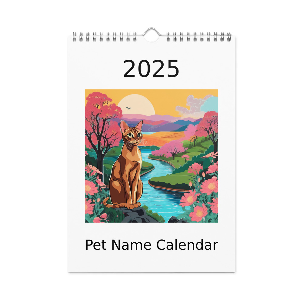 PugMug Custom Tabby Abyssinian Cat Wall Calendar (2026)