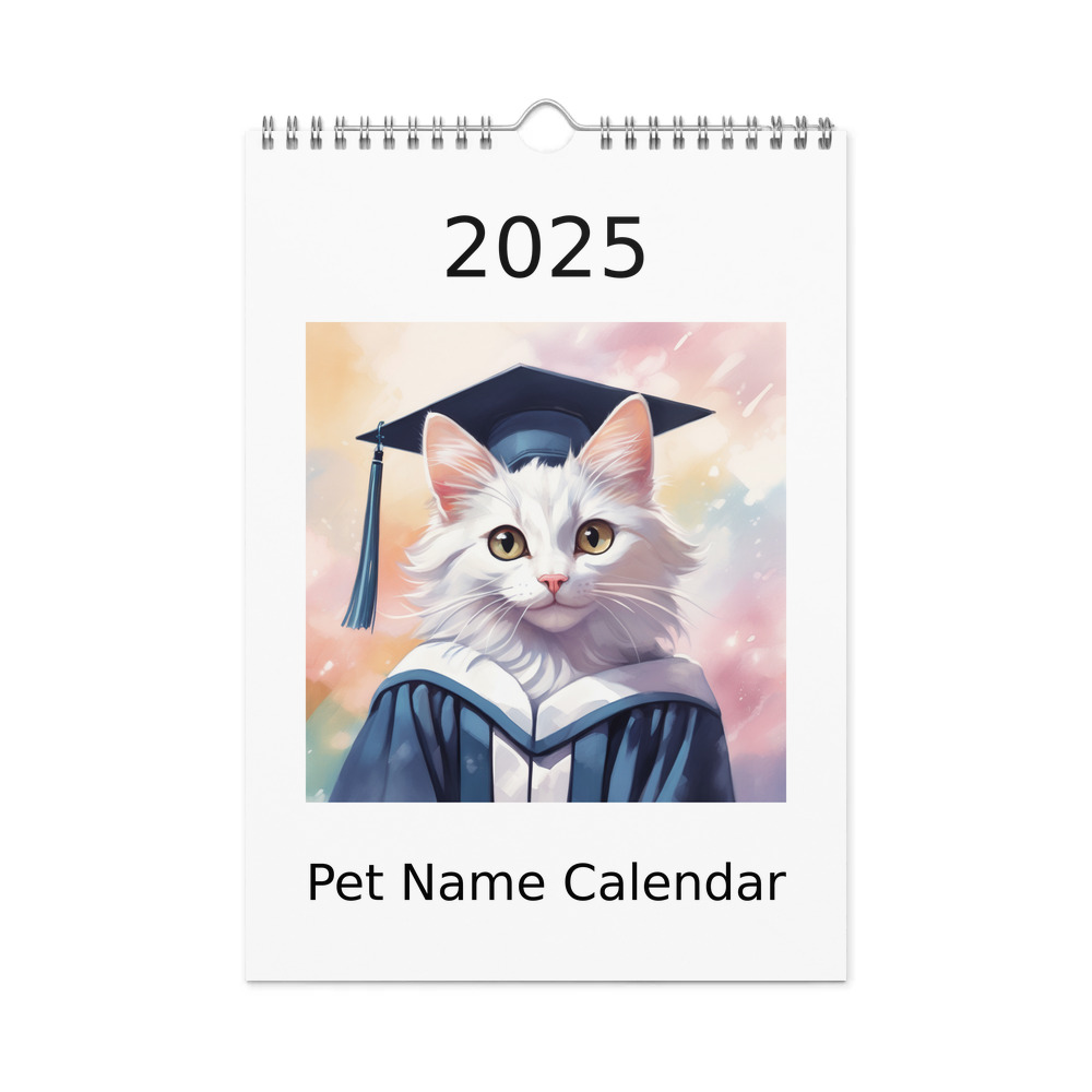 PugMug Custom White Companion Cat Wall Calendar (2026)