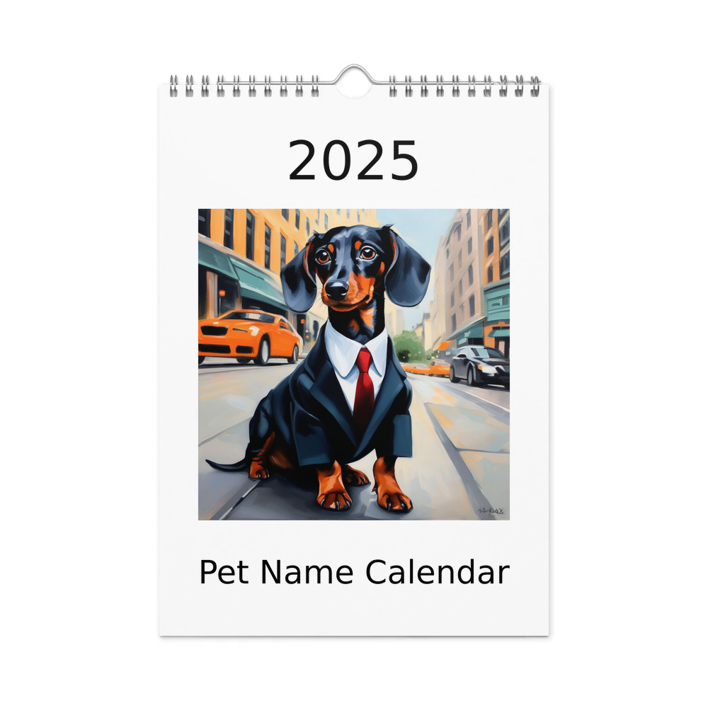 PugMug Custom Black Dachshund Wall Calendar (2026)